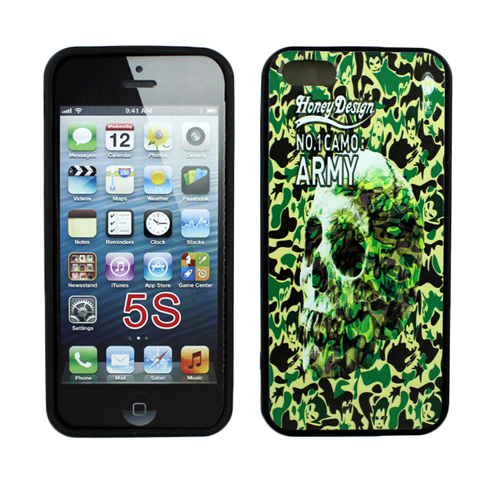 Apple iPhone 5 5S Design Case (Camouflage SKULL)